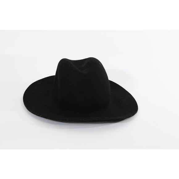 Vintage Black Fedora Hat Gold Band Trim Wide Brim Classic Elegant Unisex Style - Picture 4 of 6